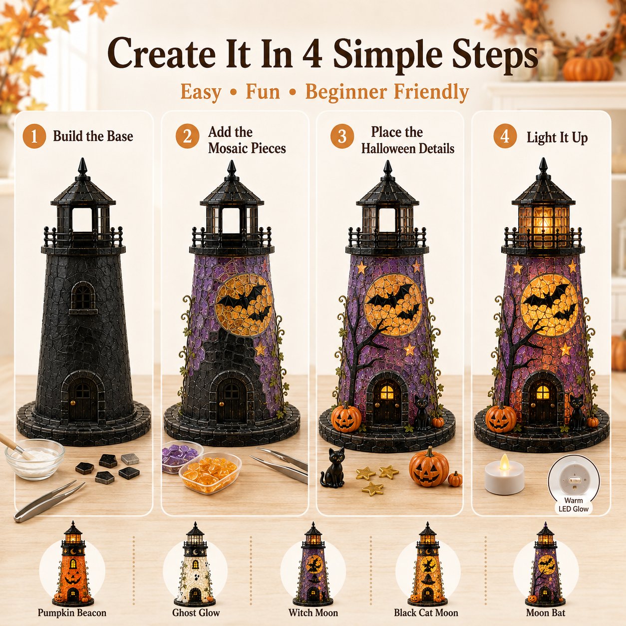 Podmallsell DIY Sea Glass  – 🎃Halloween Lighthouse