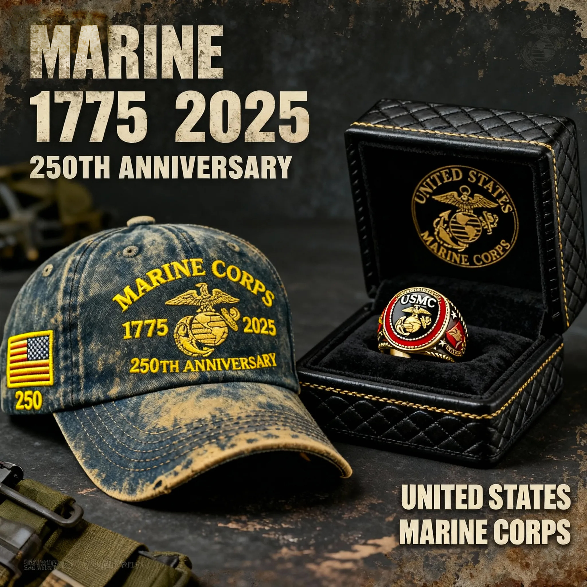 ❤️Veteran‘s Day Best Gift🌹Honoring 250th USMC Retro Washed Cap – Honor That Never Fades 🇺🇸🎁Free Symbolizes Honor Gift