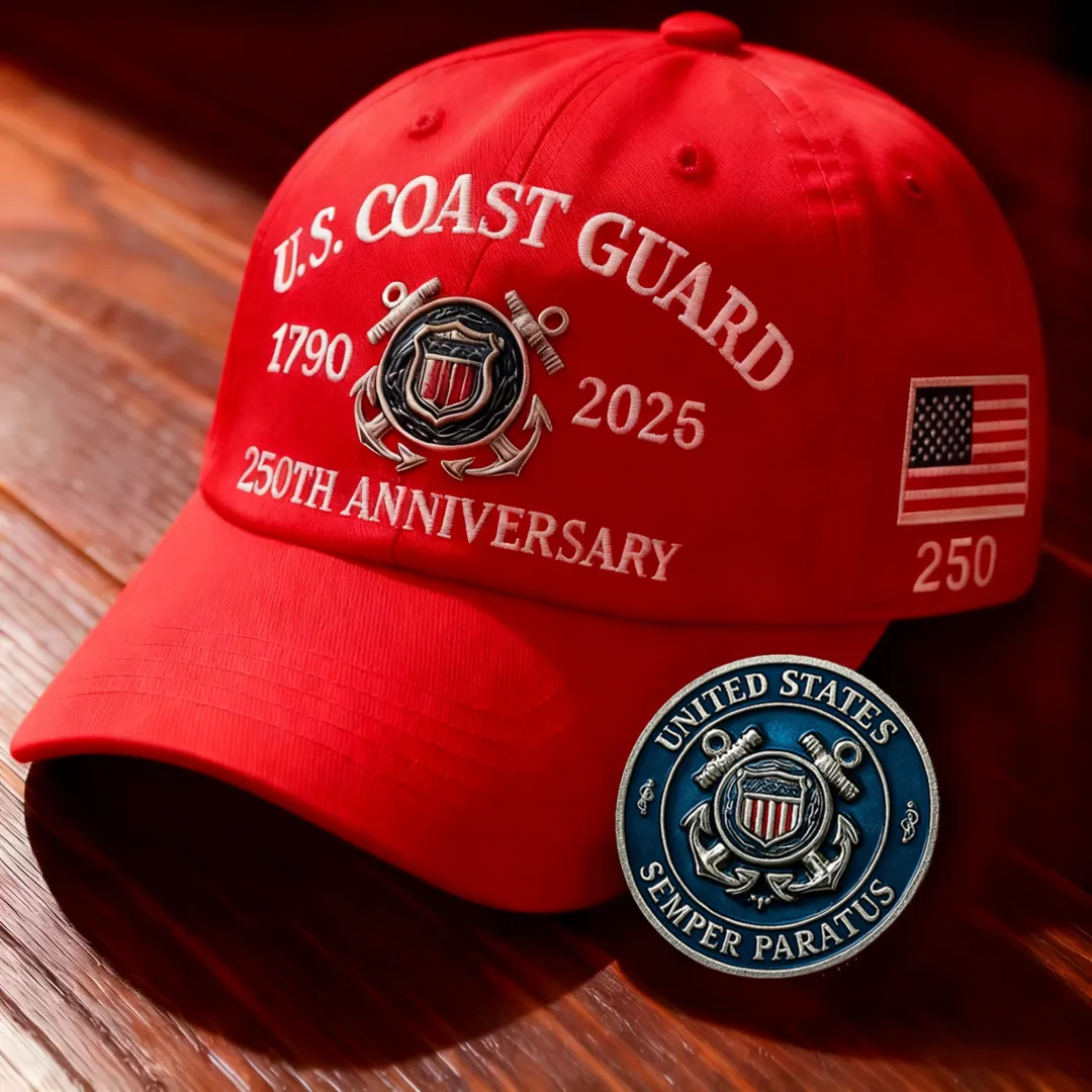 U.S. Coast Guard 250th Anniversary Commemorative Cap & Coin Set