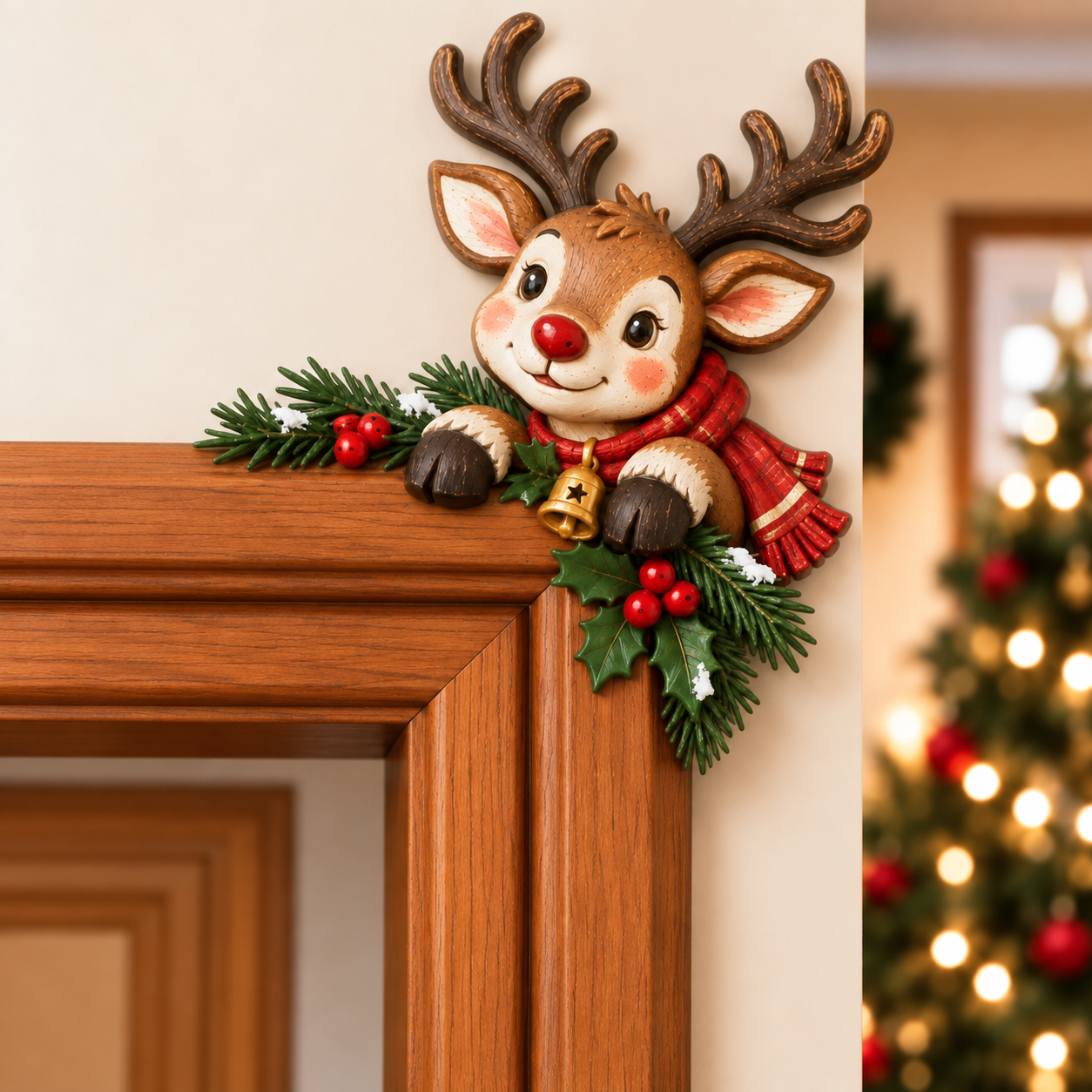 🔥Last 75pcs🎉-🎅🚪Christmas Peekaboo Door Frame Corner Decor – A Little Holiday Surprise Around Every Corner