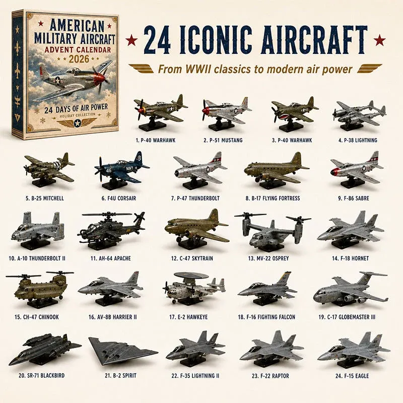 🔥Last 40pcs🎉-✈️🇺🇸 American Military Aircraft Advent Calendar 2026 – 24 Days of Air Power