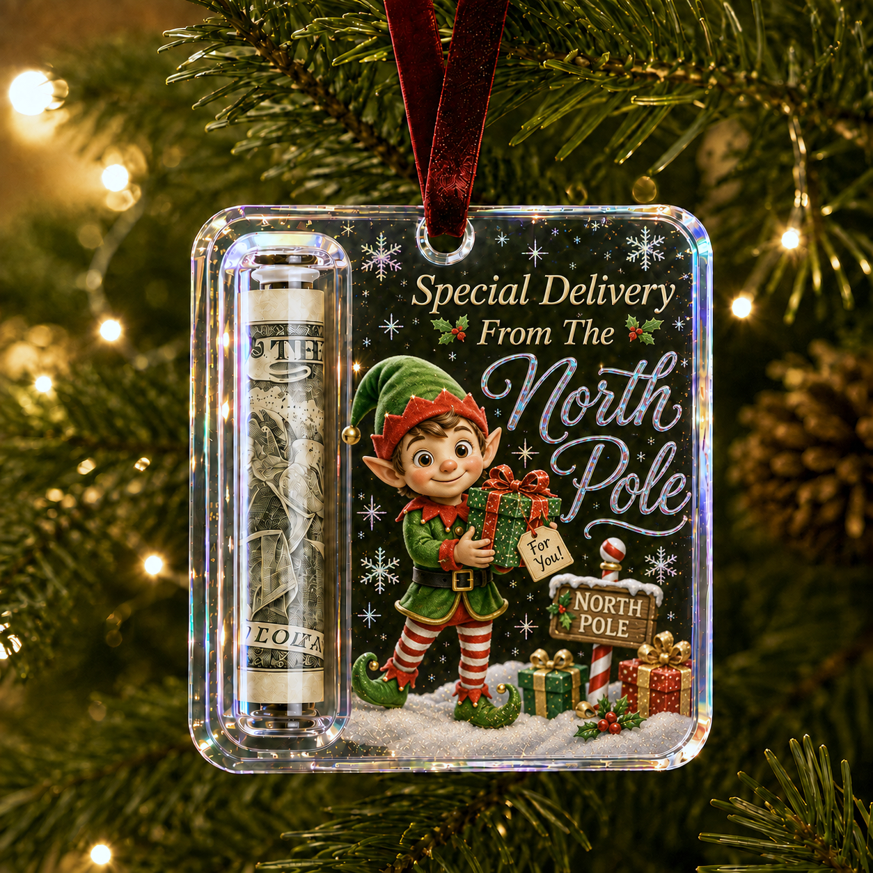 🔥Limited time 70% OFF-✨🎄A Few Bucks for Christmas – Cash Gift Holder Ornament