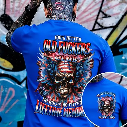 100% Bitter Old Fuckers Club Tshirt, Custom Year Gen X ,Boomer, Gen Y Tshirt