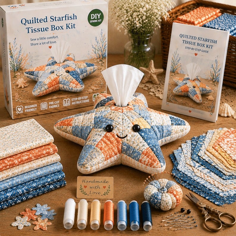 🧵 Quilted sea Animal Tissue Box DIY Kit💖