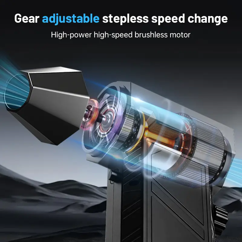 Mini turbo fan internal high-speed airflow illustration