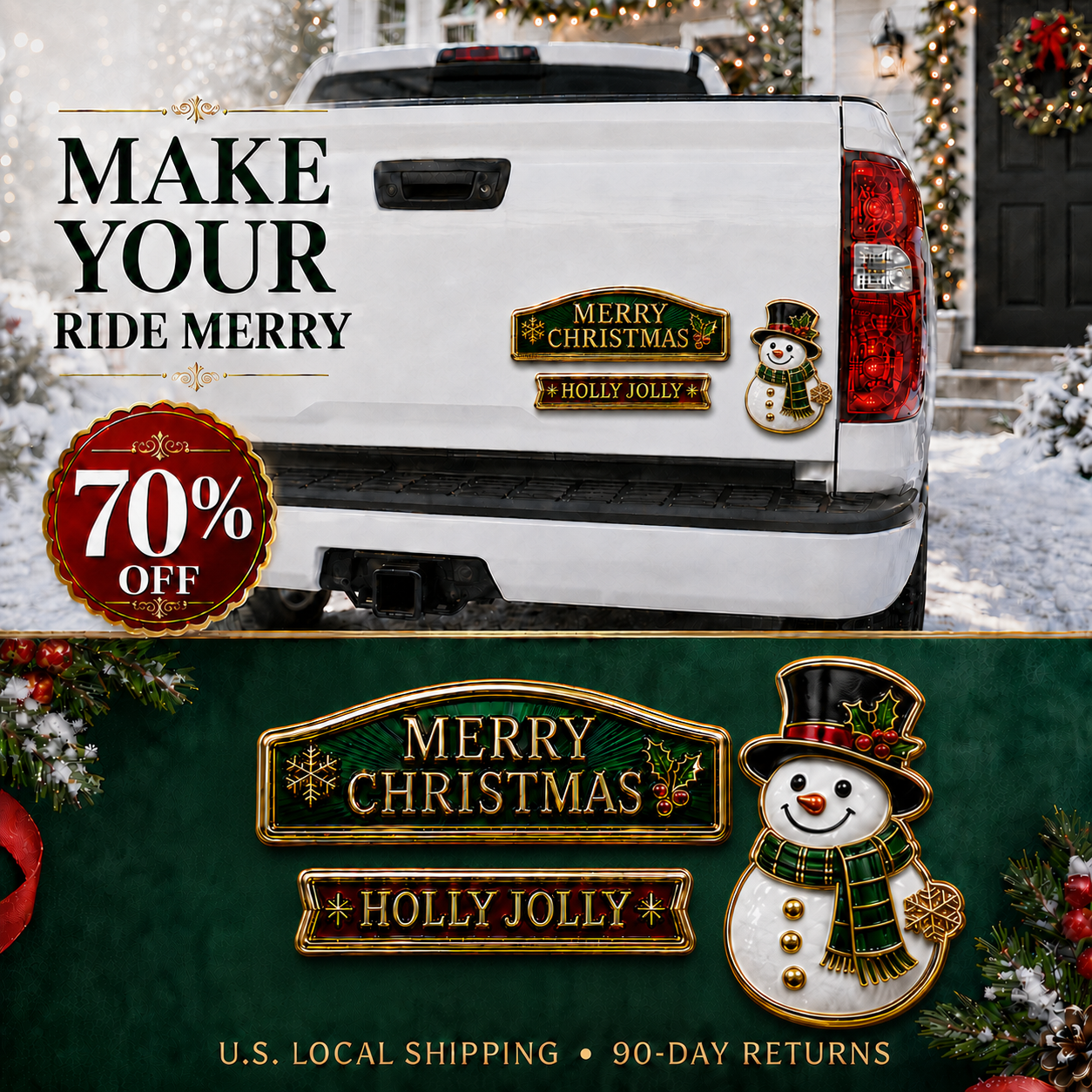 ⚡50K+ SOLD!🔥 3-Piece Christmas Car Emblem Metal Badge Set – Multiple Festive Character Styles Available