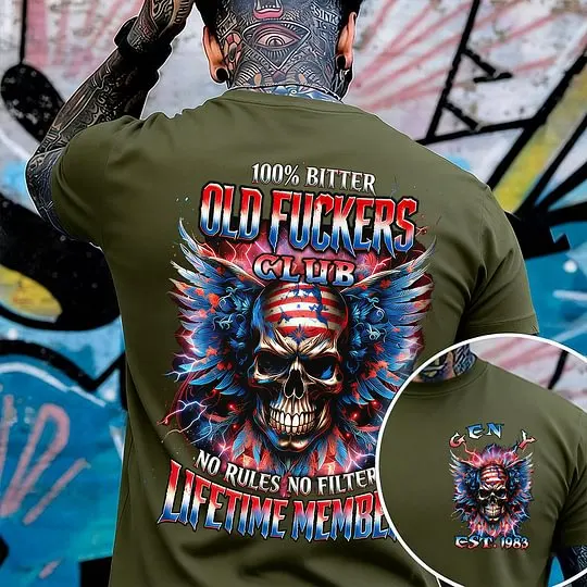100% Bitter Old Fuckers Club Tshirt, Custom Year Gen X ,Boomer, Gen Y Tshirt