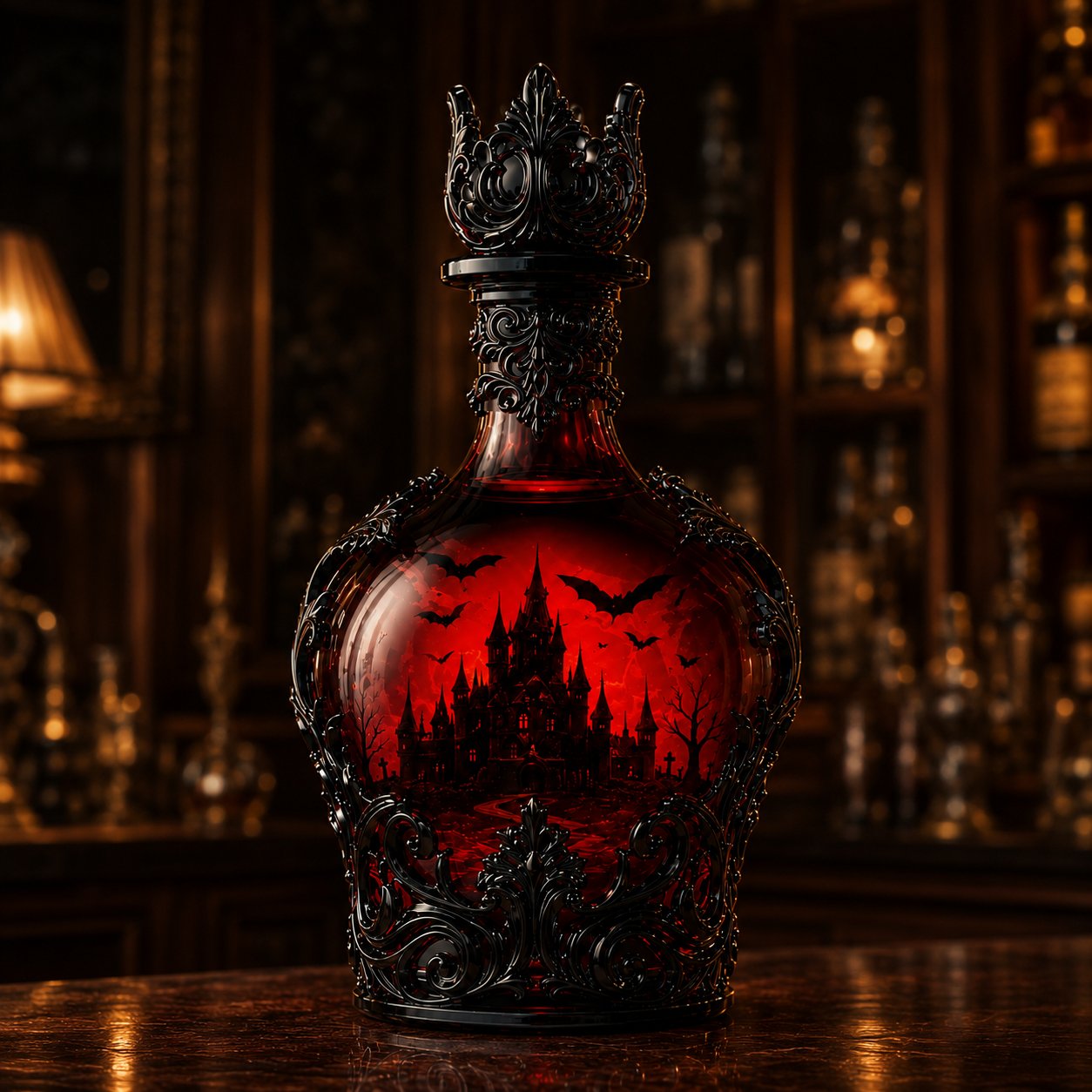 🦇🍺Gothic Vampire Castle Whisky Decanter & Tumbler(📦Buy 2 Free Shipping)