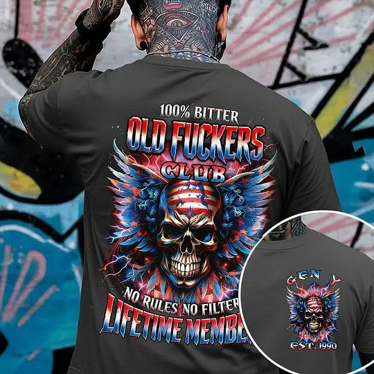 100% Bitter Old Fuckers Club Tshirt, Custom Year Gen X ,Boomer, Gen Y Tshirt