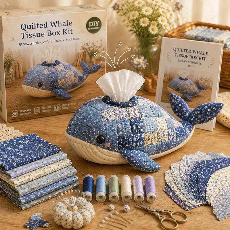 🧵 Quilted sea Animal Tissue Box DIY Kit💖