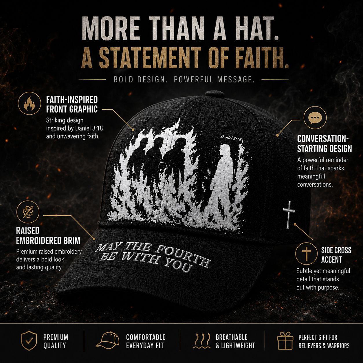 🔥 Father's Day Hot Sale ❤️May The Fourth Be With You Faith-Inspired Embroidered Baseball Cap ✝️🔥