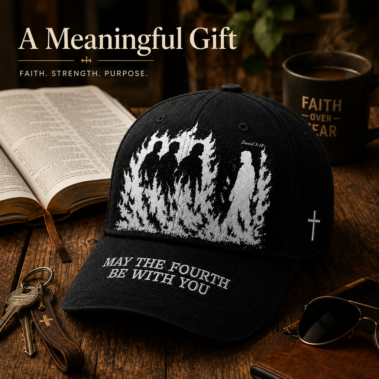 🔥 Father's Day Hot Sale ❤️May The Fourth Be With You Faith-Inspired Embroidered Baseball Cap ✝️🔥