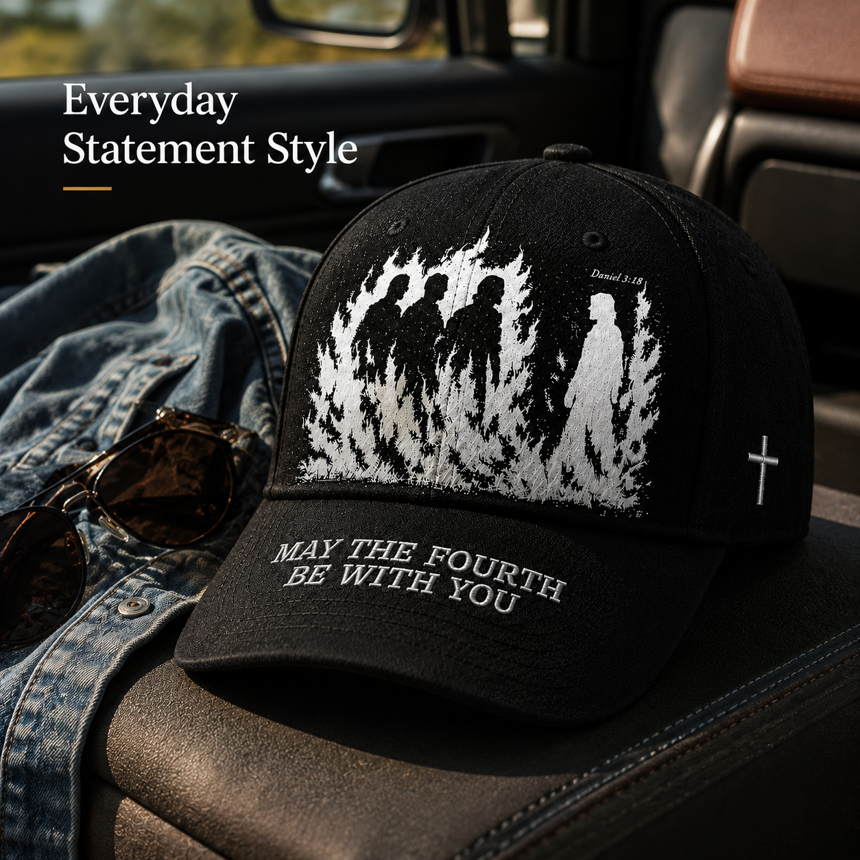 🔥 Father's Day Hot Sale ❤️May The Fourth Be With You Faith-Inspired Embroidered Baseball Cap ✝️🔥