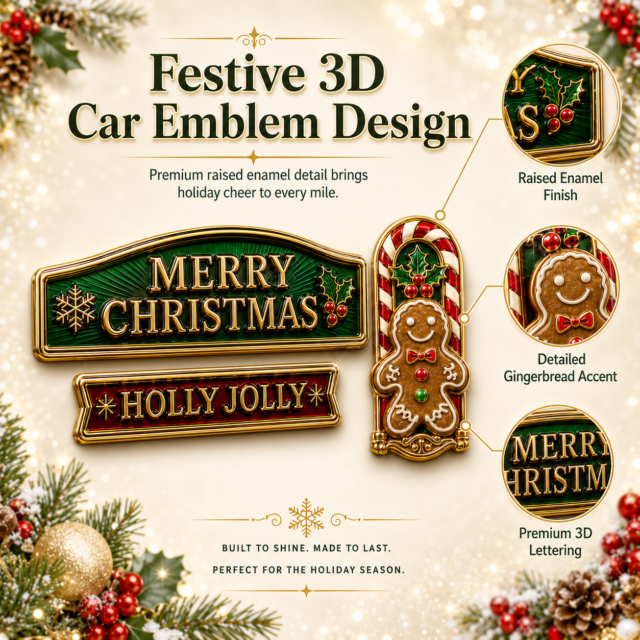 ⚡50K+ SOLD!🔥 3-Piece Christmas Car Emblem Metal Badge Set – Multiple Festive Character Styles Available
