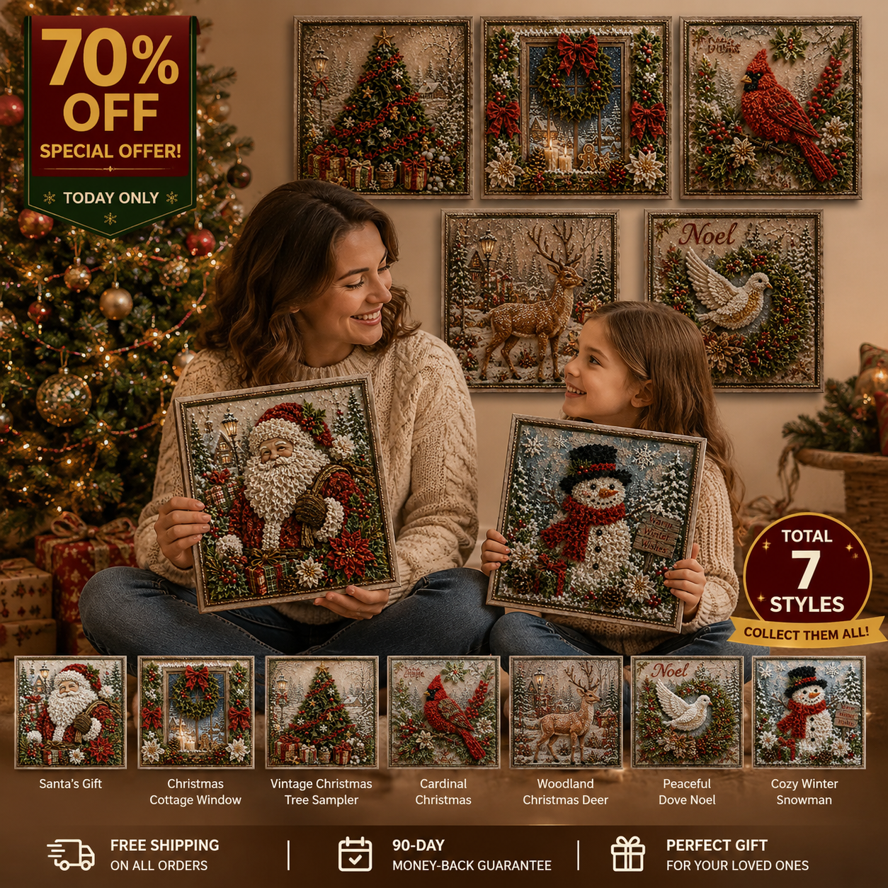 🎄 Christmas 3D Fabric Poke Art Kit – Relax, Poke & Create Cozy Holiday Magic