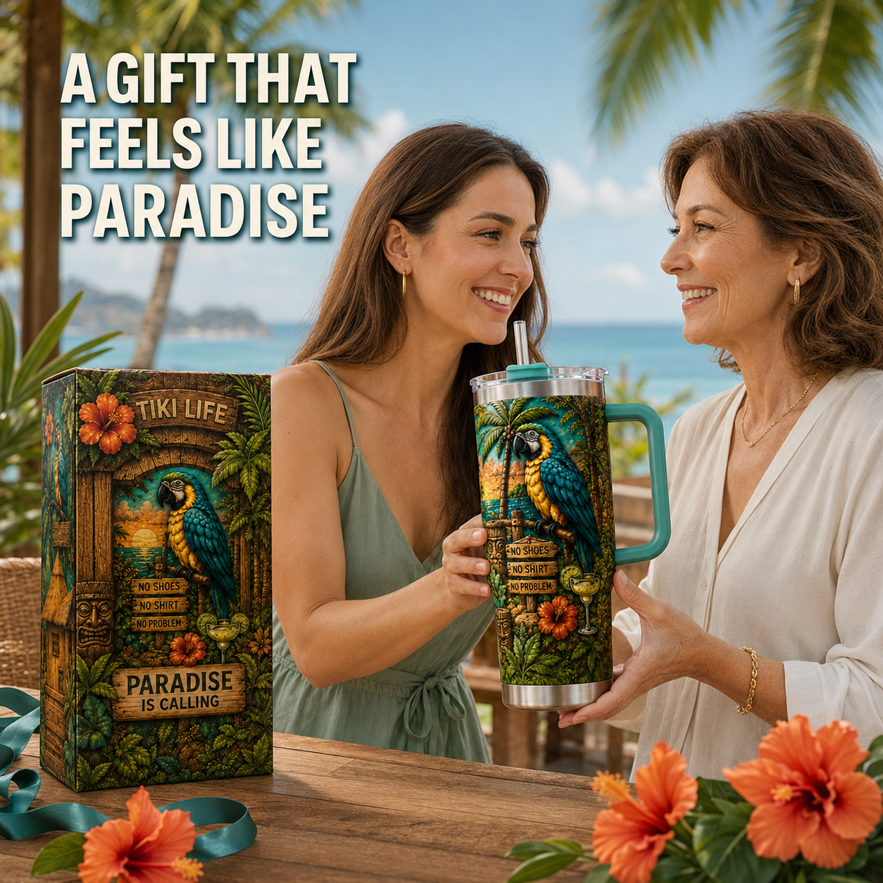 🌴 70% OFF — Tiki Life Parrot 30/40oz Travel Tumbler 🦜 Paradise Is Calling! 🍹