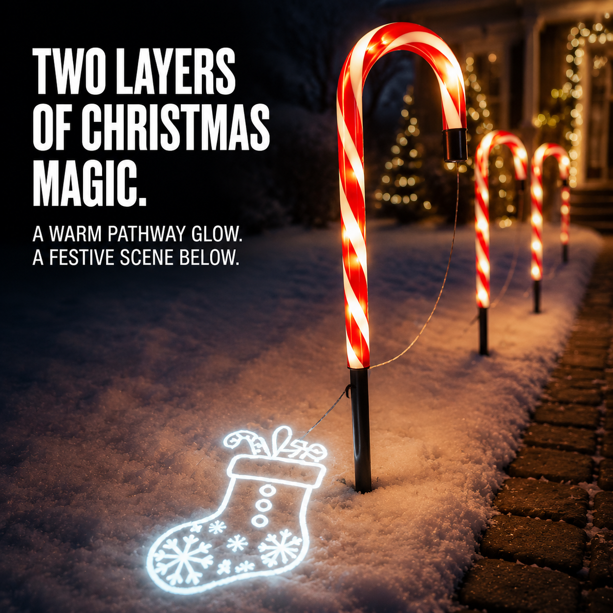 🔥LAST DAY 50% OFF🎄Solar Candy Cane Projector Pathway Lights – Light the Way to Christmas