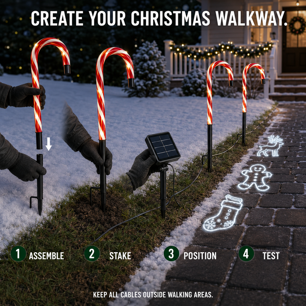 🔥LAST DAY 50% OFF🎄Solar Candy Cane Projector Pathway Lights – Light the Way to Christmas 