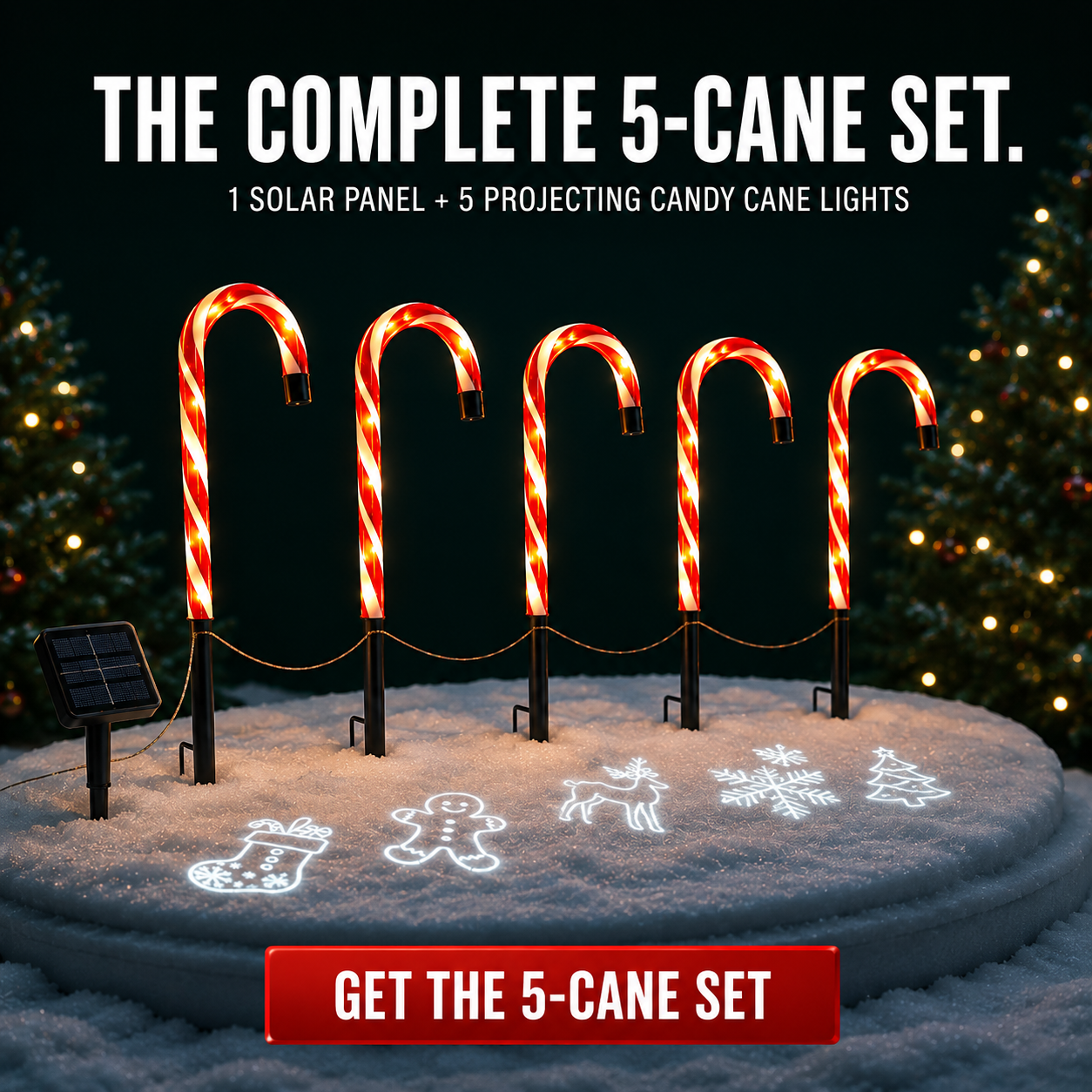 🔥LAST DAY 50% OFF🎄Solar Candy Cane Projector Pathway Lights – Light the Way to Christmas 