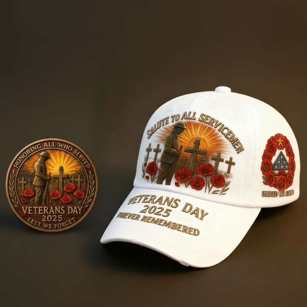 🌹Fallen Heroes Remembrance Hat & Coin✝️ In Memory of the Brave