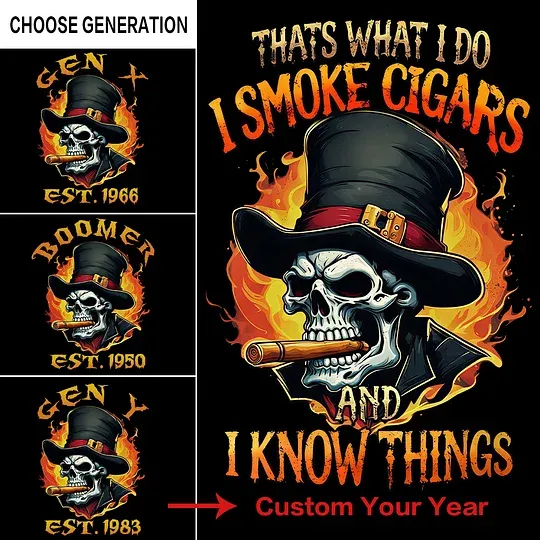 Thats What I Do I Smoke Cigars And I Know Things Custom Year Gen X, Boomer, Gen Y T-shirt