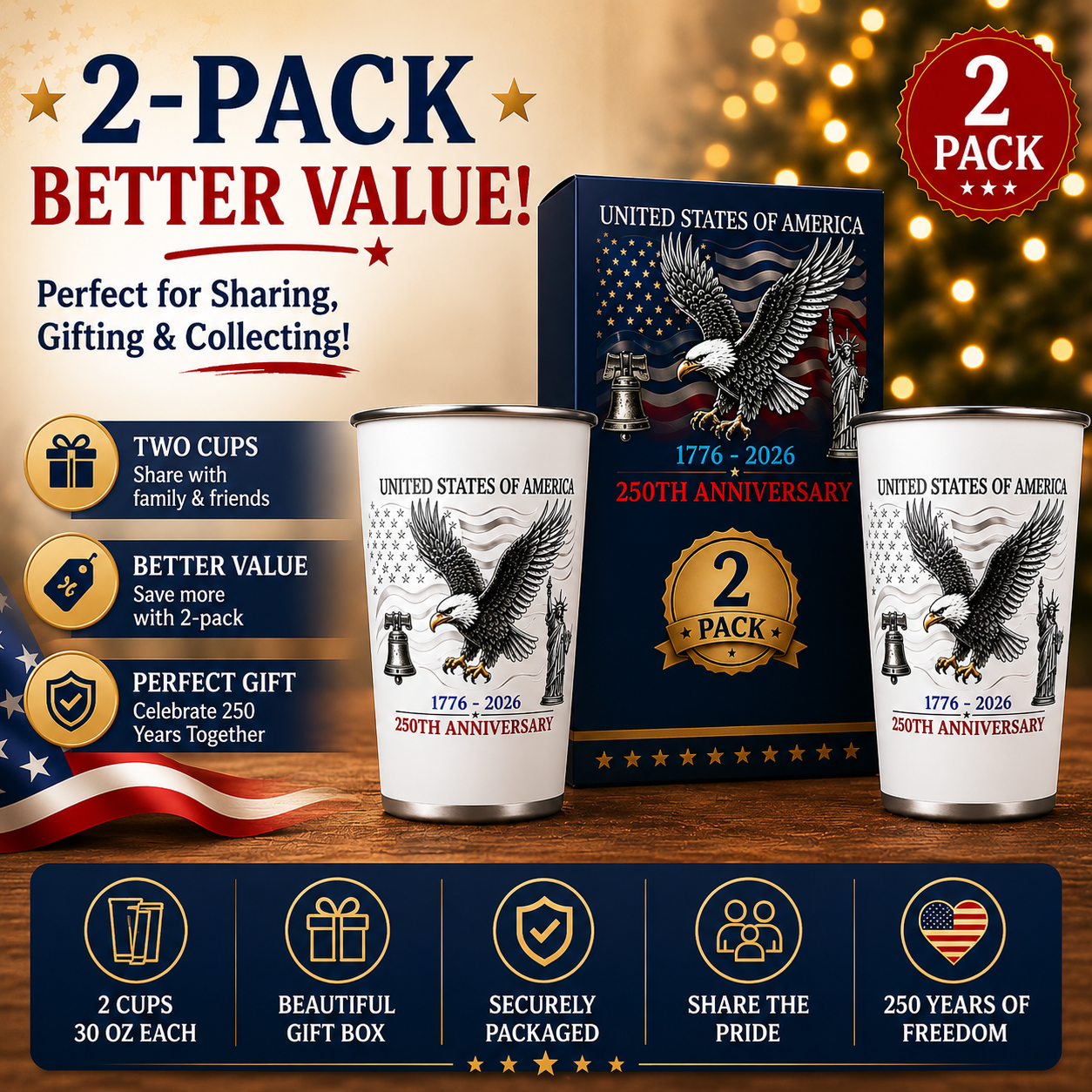 🔥 Limited Edition 🧊 Cold-Activated Color-Changing Beer Cup-US 250th Anniversary