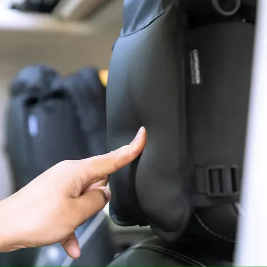 Tactical vehicle storage bag, rear seat headrest extended storage bag, suitable for camping and off-road gear storage.