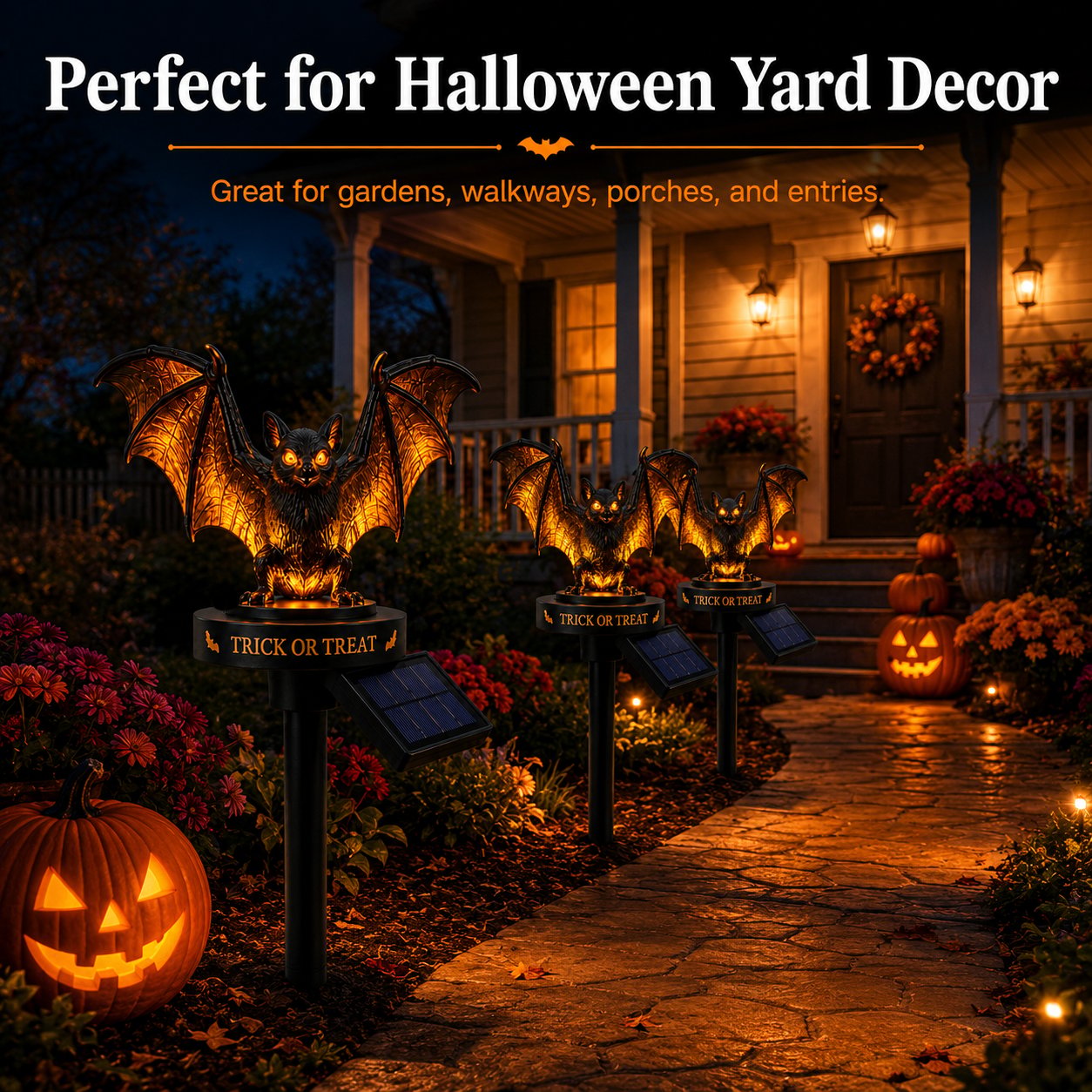 Solar Halloween Bat Garden Stake Light