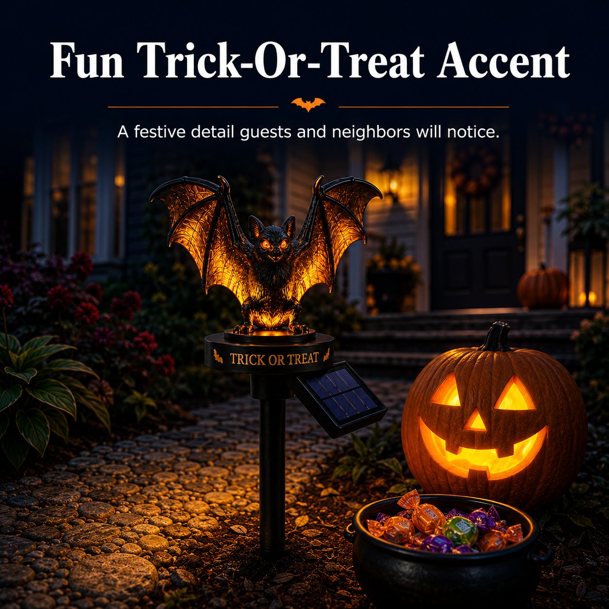 Solar Halloween Bat Garden Stake Light