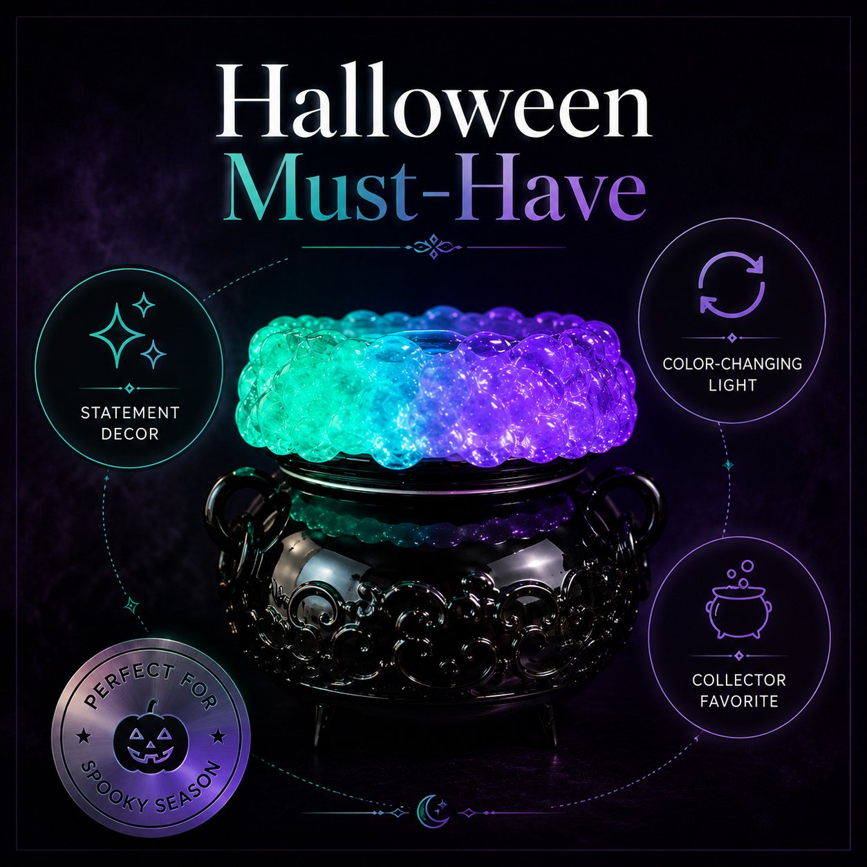 🎃 Early Halloween Sale | Glowing Bubbling Cauldron Candle Holder