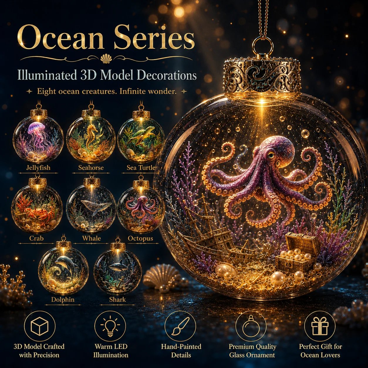 🔥Limited time 70% OFF -🌊✨ Glowing Ocean Story Ornament – Light-Up Mini Underwater Scene