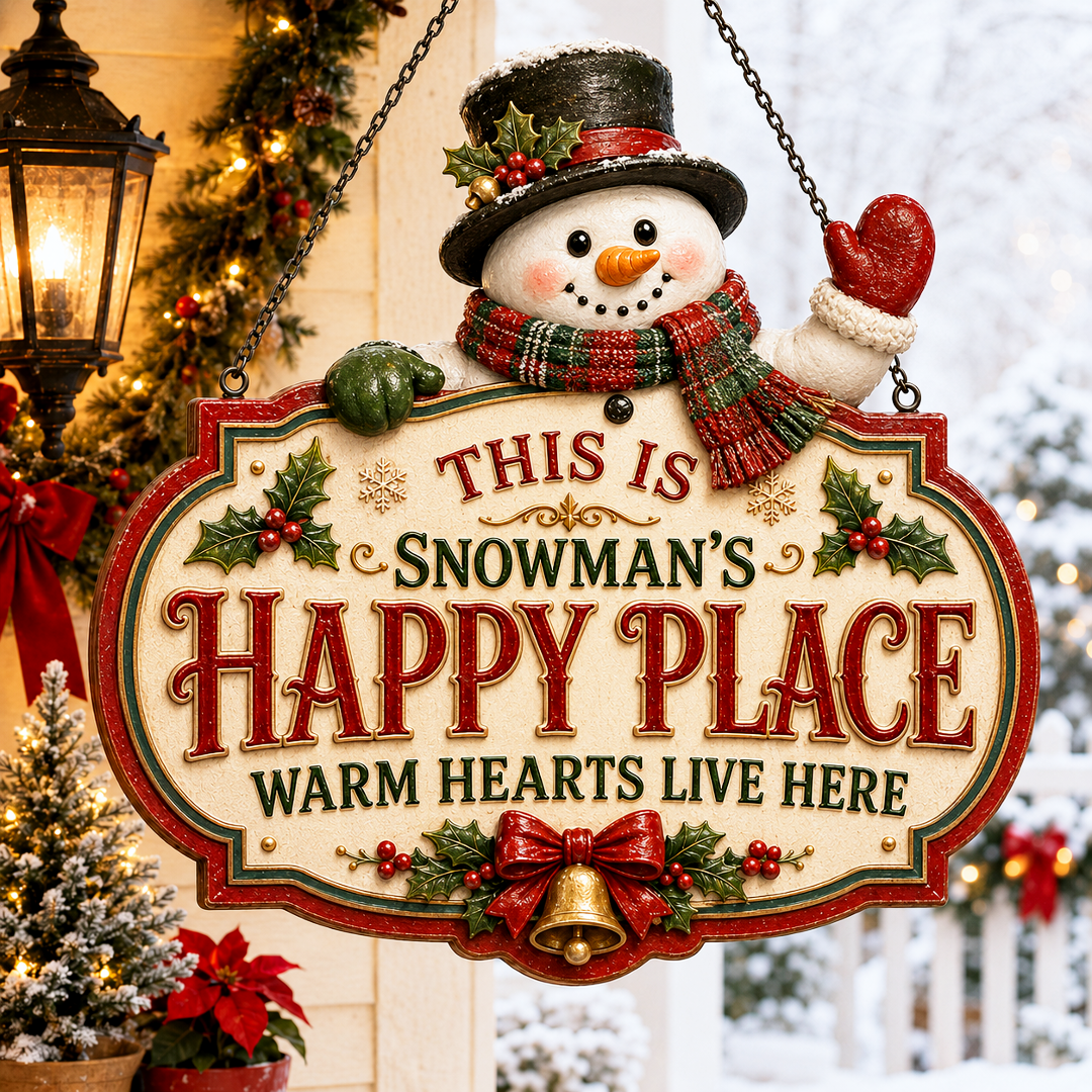 🔥Limited time 70% OFF -🎅✨Christmas Happy Place Wooden Hanging Sign – Festive Door & Covered Porch Décor
