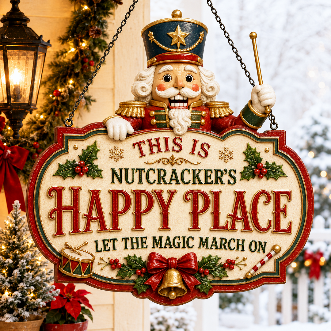 🔥Limited time 70% OFF -🎅✨Christmas Happy Place Wooden Hanging Sign – Festive Door & Covered Porch Décor