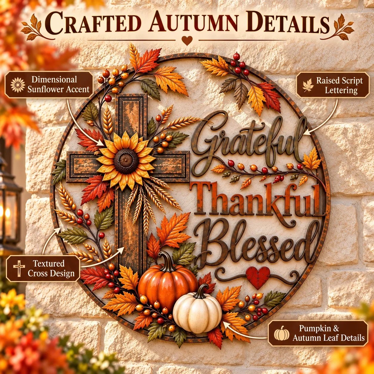 🍂 Grateful • Thankful • Blessed™ Fall Faith Wall Decor ✝️🌻