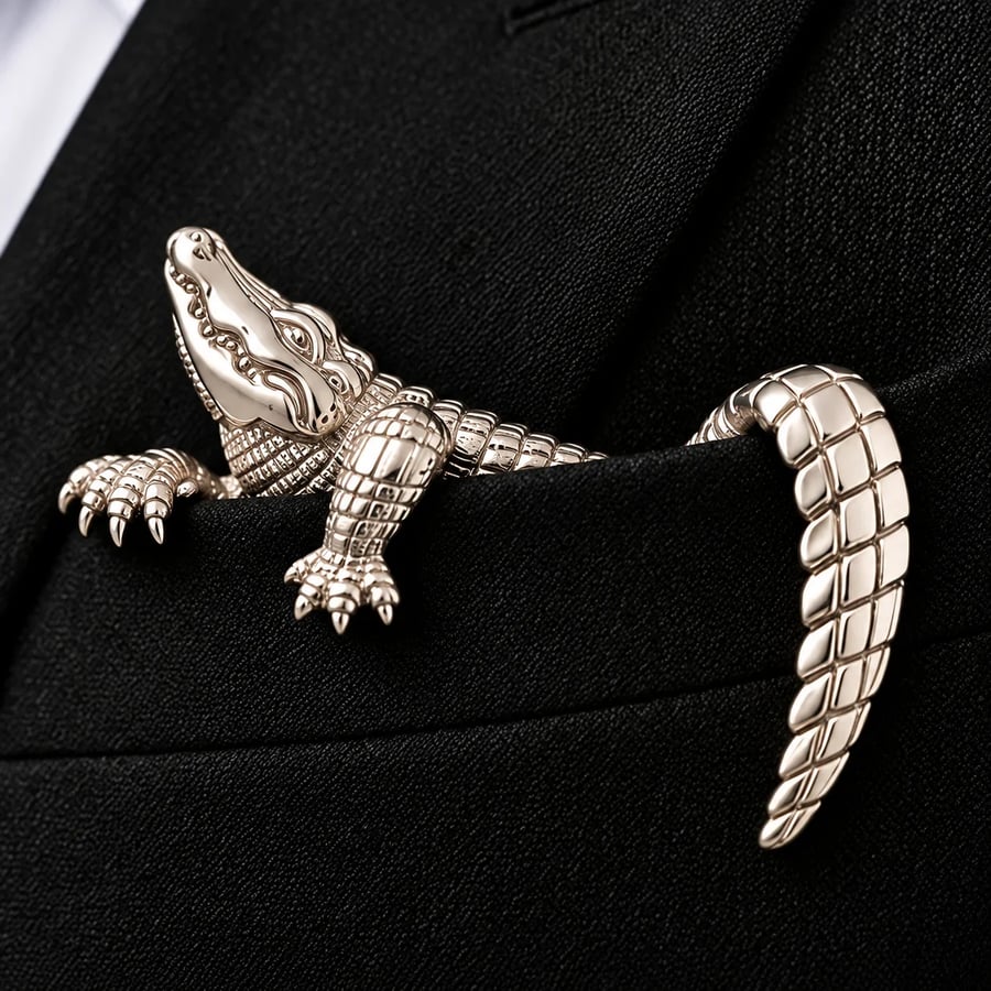 🐊🌟 Luxury Sculpted Animal Brooch – Premium Statement Piece for Suits & Blazers