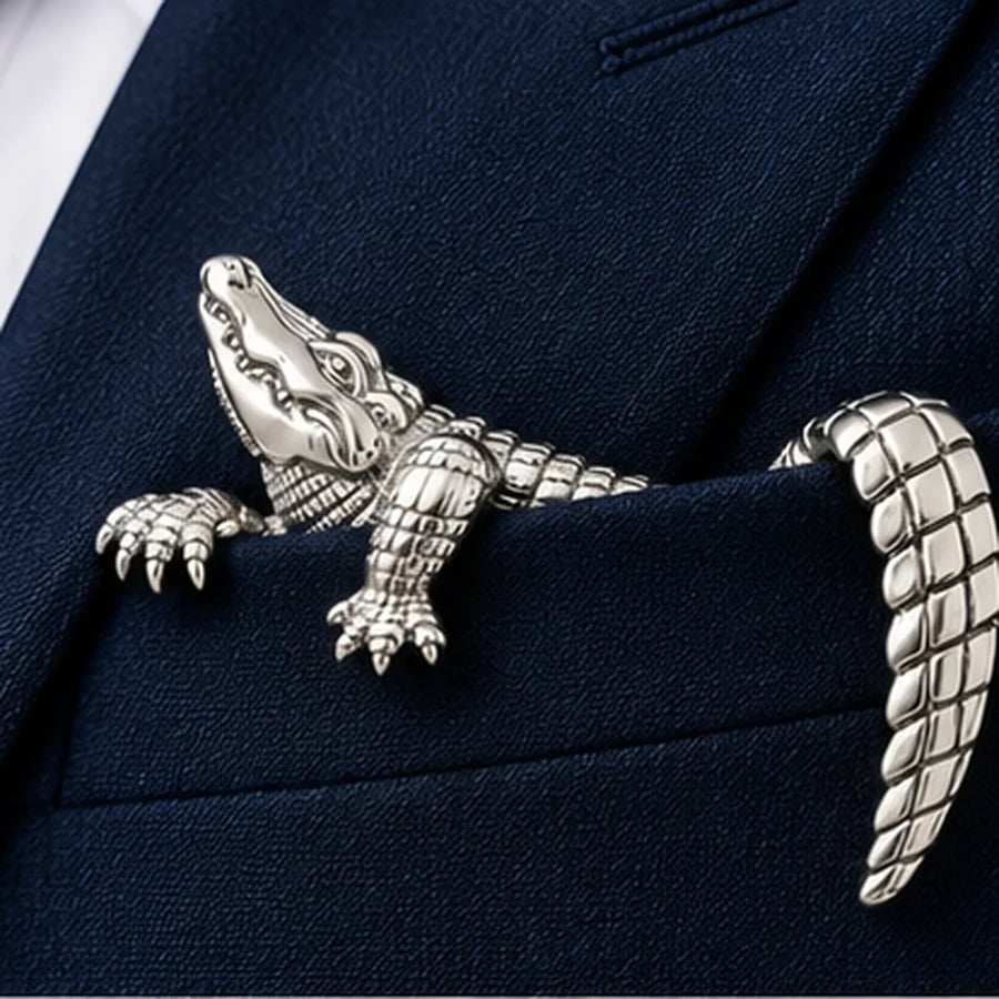 🐊🌟 Luxury Sculpted Animal Brooch – Premium Statement Piece for Suits & Blazers