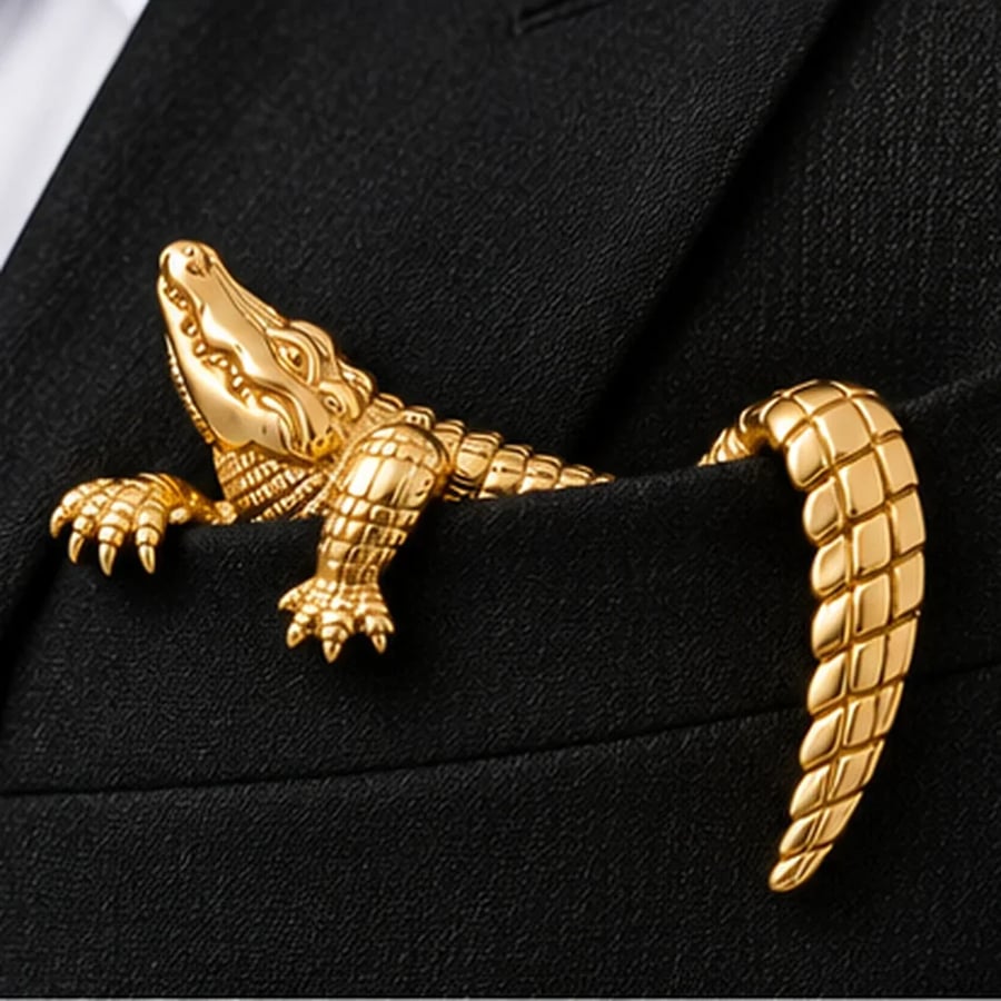 🐊🌟 Luxury Sculpted Animal Brooch – Premium Statement Piece for Suits & Blazers