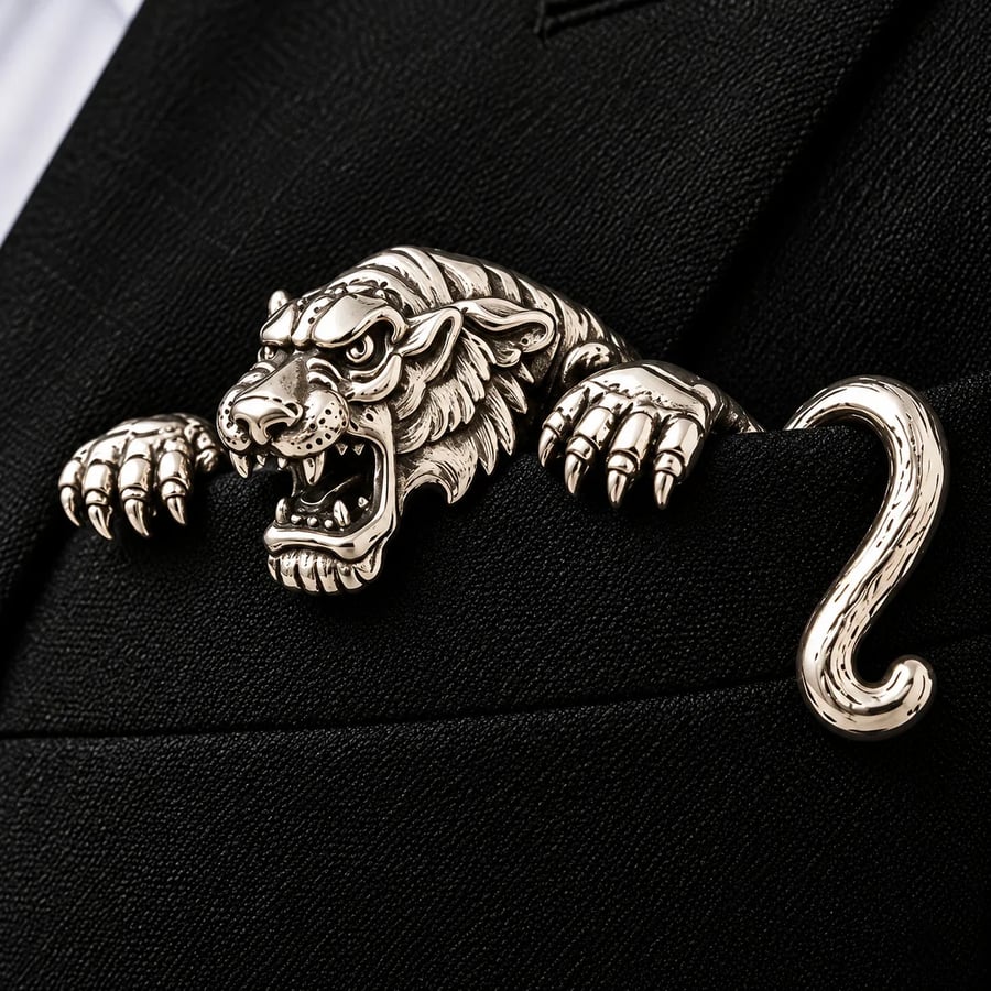 🐊🌟 Luxury Sculpted Animal Brooch – Premium Statement Piece for Suits & Blazers