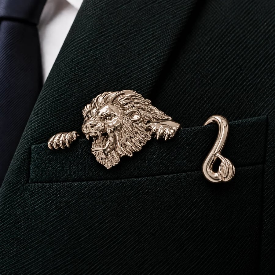 🐊🌟 Luxury Sculpted Animal Brooch – Premium Statement Piece for Suits & Blazers