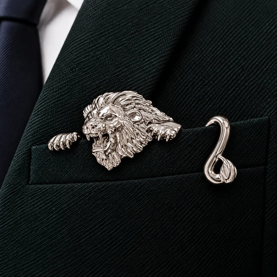 🐊🌟 Luxury Sculpted Animal Brooch – Premium Statement Piece for Suits & Blazers