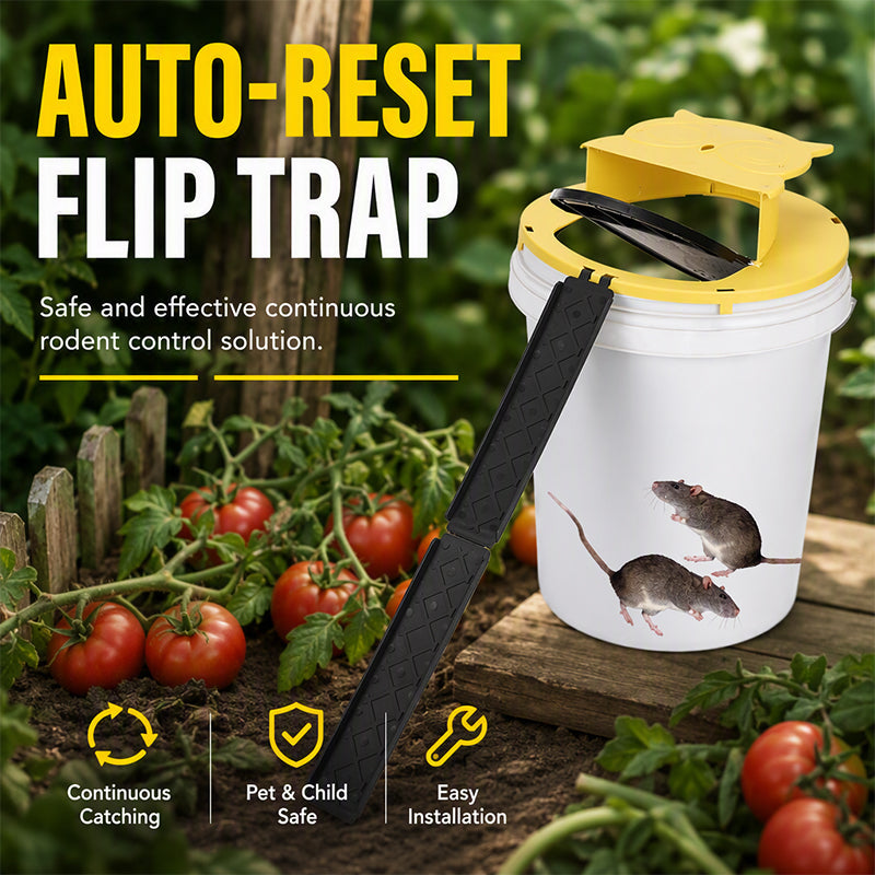 Flip 'N Slide Bucket Mouse Trap - Multi-Catch, Auto-Reset, Humane/Lethal Rat Trap