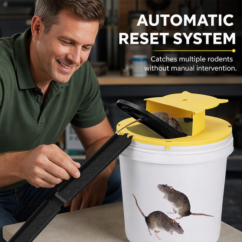 Flip 'N Slide Bucket Mouse Trap - Multi-Catch, Auto-Reset, Humane/Lethal Rat Trap