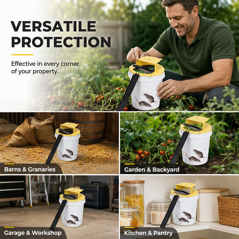 Flip 'N Slide Bucket Mouse Trap - Multi-Catch, Auto-Reset, Humane/Lethal Rat Trap