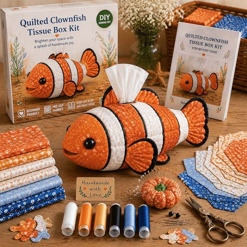 🧵 Quilted sea Animal Tissue Box DIY Kit💖