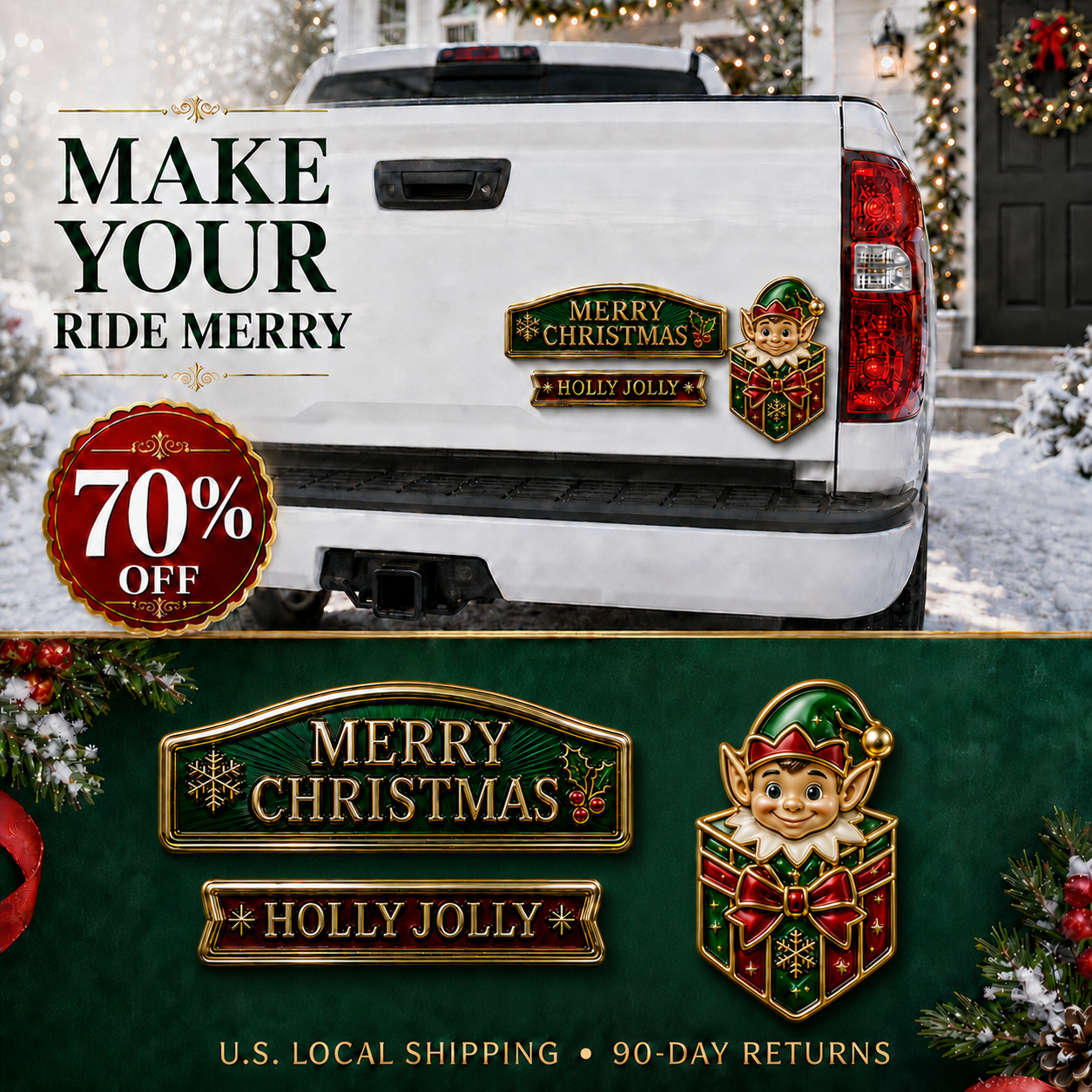 ⚡50K+ SOLD!🔥 3-Piece Christmas Car Emblem Metal Badge Set – Multiple Festive Character Styles Available