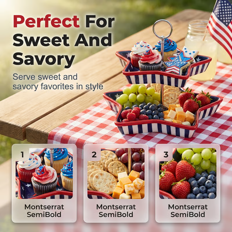 American Patriotic Two-Tier Star Serving Tray