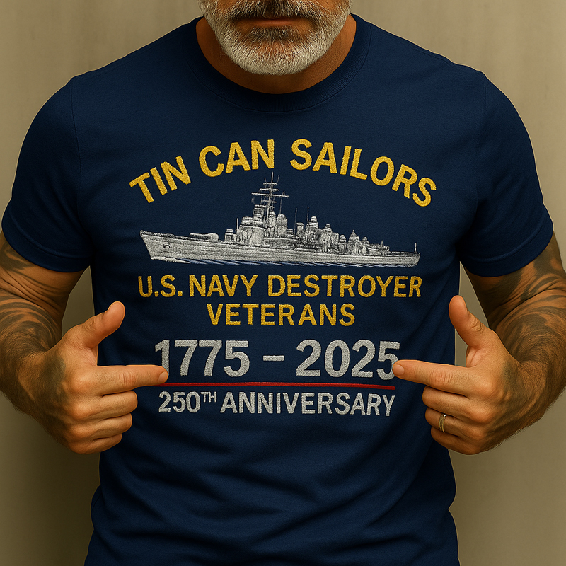 🇺🇸 Navy Veteran Print T-shirt – Tin Can Sailors Edition