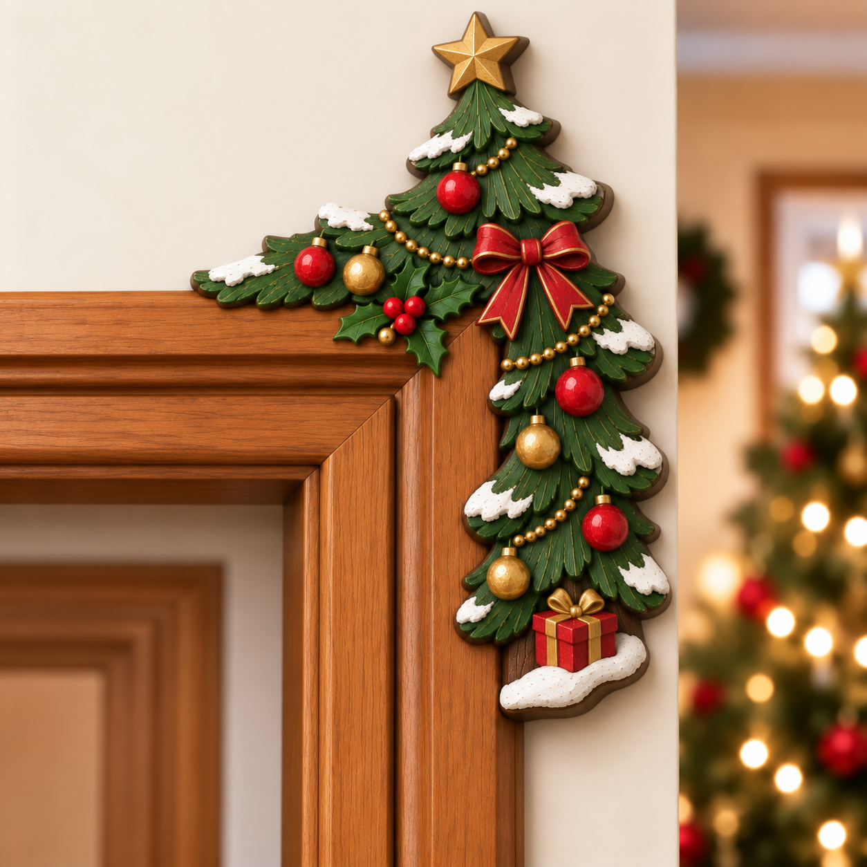 🔥Last 75pcs🎉-🎅🚪Christmas Peekaboo Door Frame Corner Decor – A Little Holiday Surprise Around Every Corner