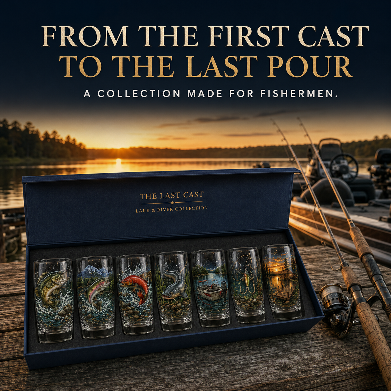 🔥Last Day 70% OFF – ✨🎣 The Last Cast Fishing Pint Glass Collection – 7 Unique Angler Designs & Gift Box