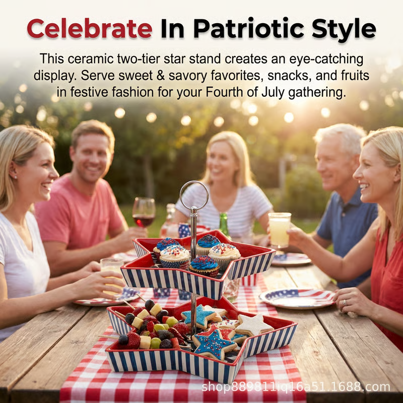 American Patriotic Two-Tier Star Serving Tray